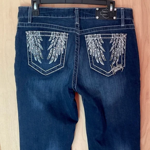 Harley Davidson Womens Angel Wings, blingy, Bootcut Jeans - EUC - Picture 4 of 12